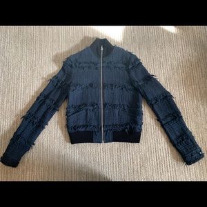 A.L.C. Navy tweed bomber jacket